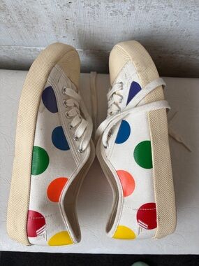 Gola White Canvas Sneakers with Bright Multicolor Polka Dots